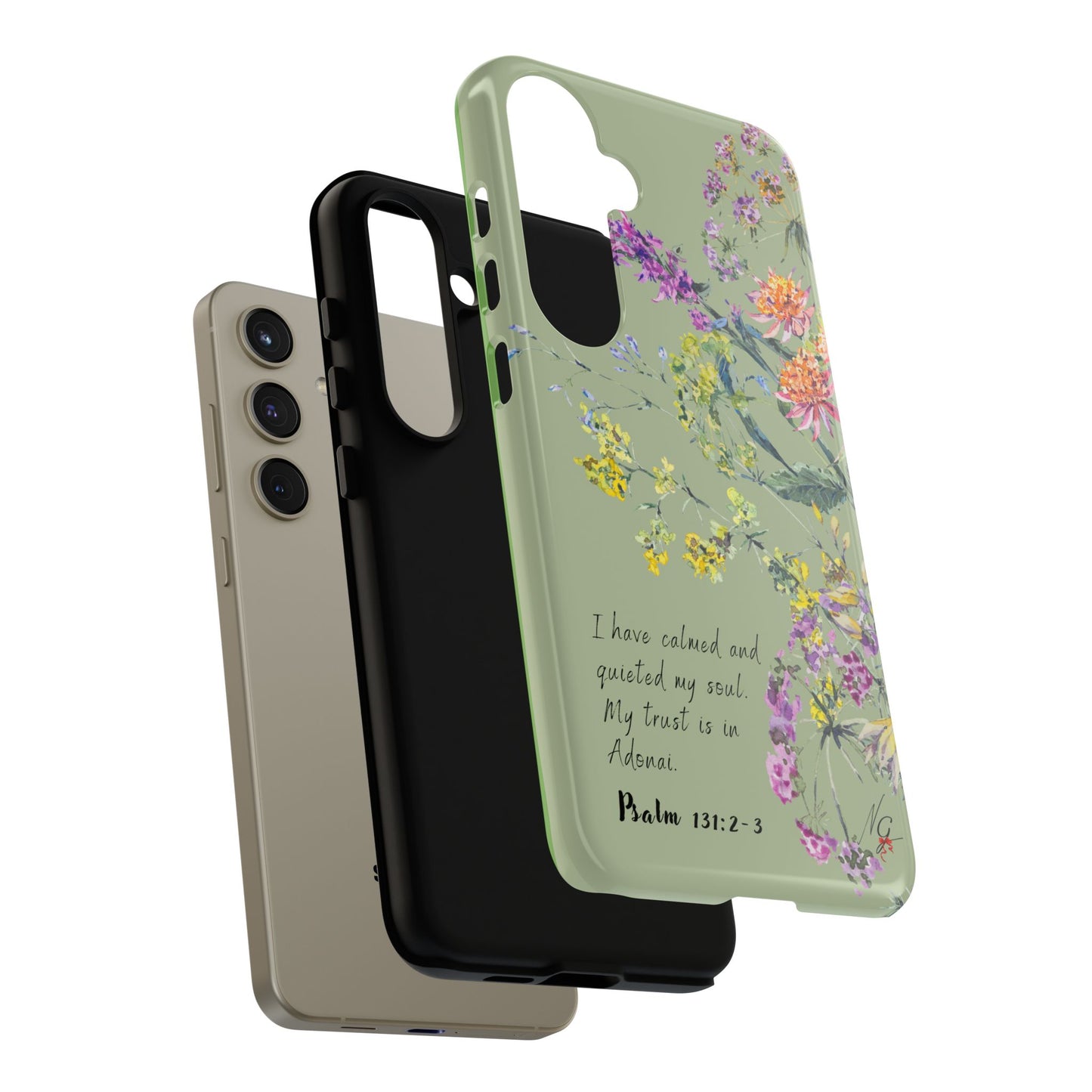 Phone Case - Botanic - Fully Sage Green, Psalm 131:2-3