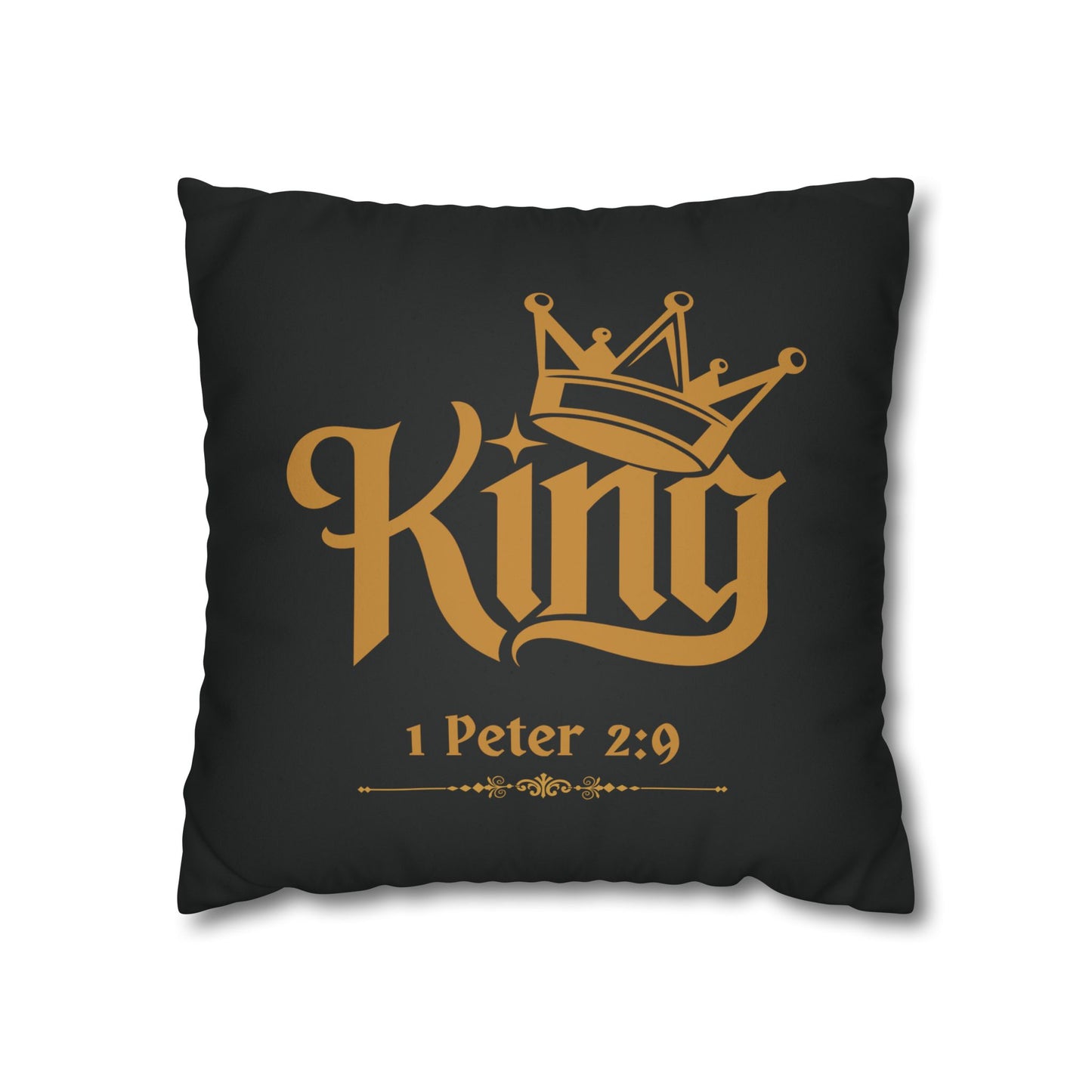 Faux Suede - Black Square Pillowcase - KING 1 Peter 2:9