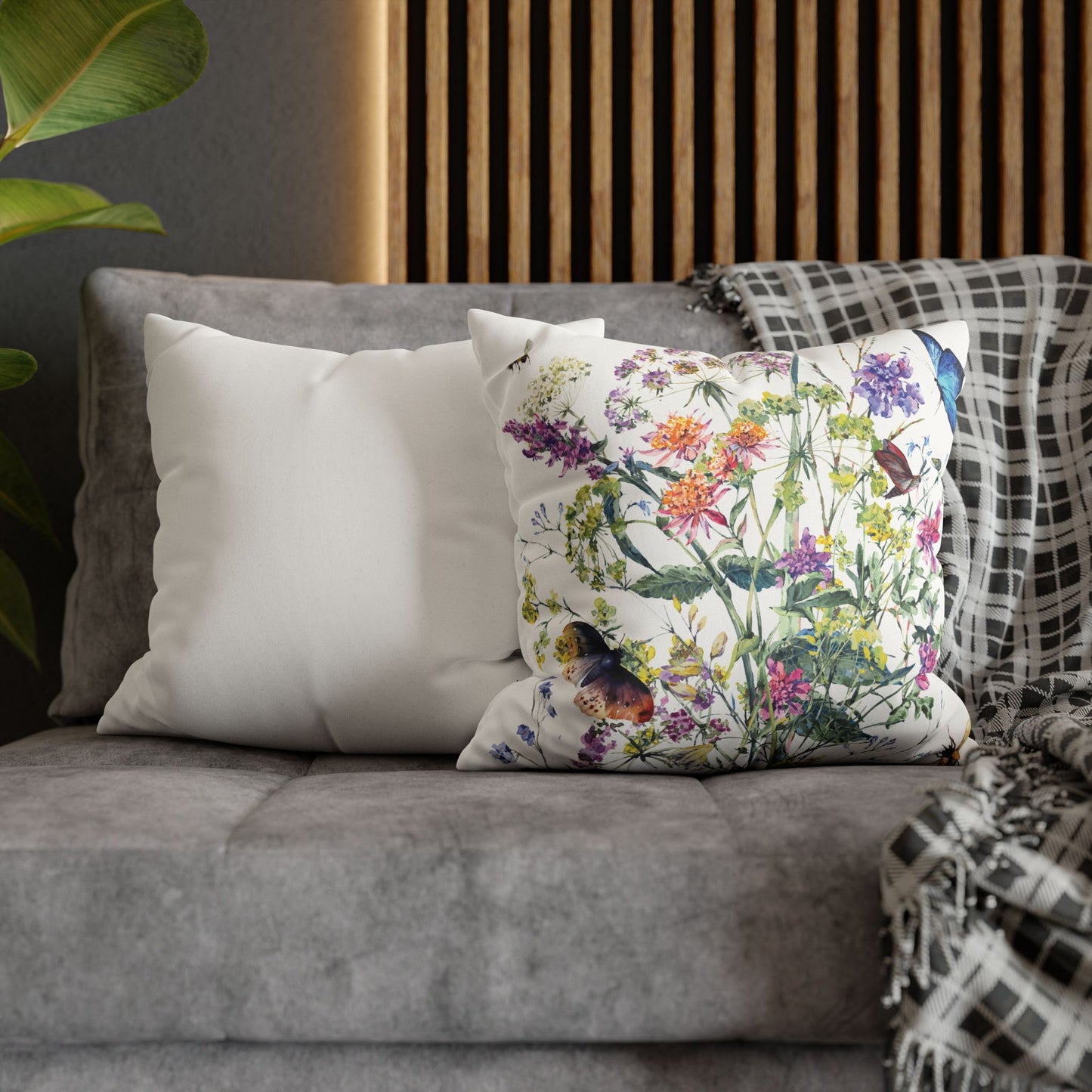 Faux Suede Square Pillowcase - Summer Bloom