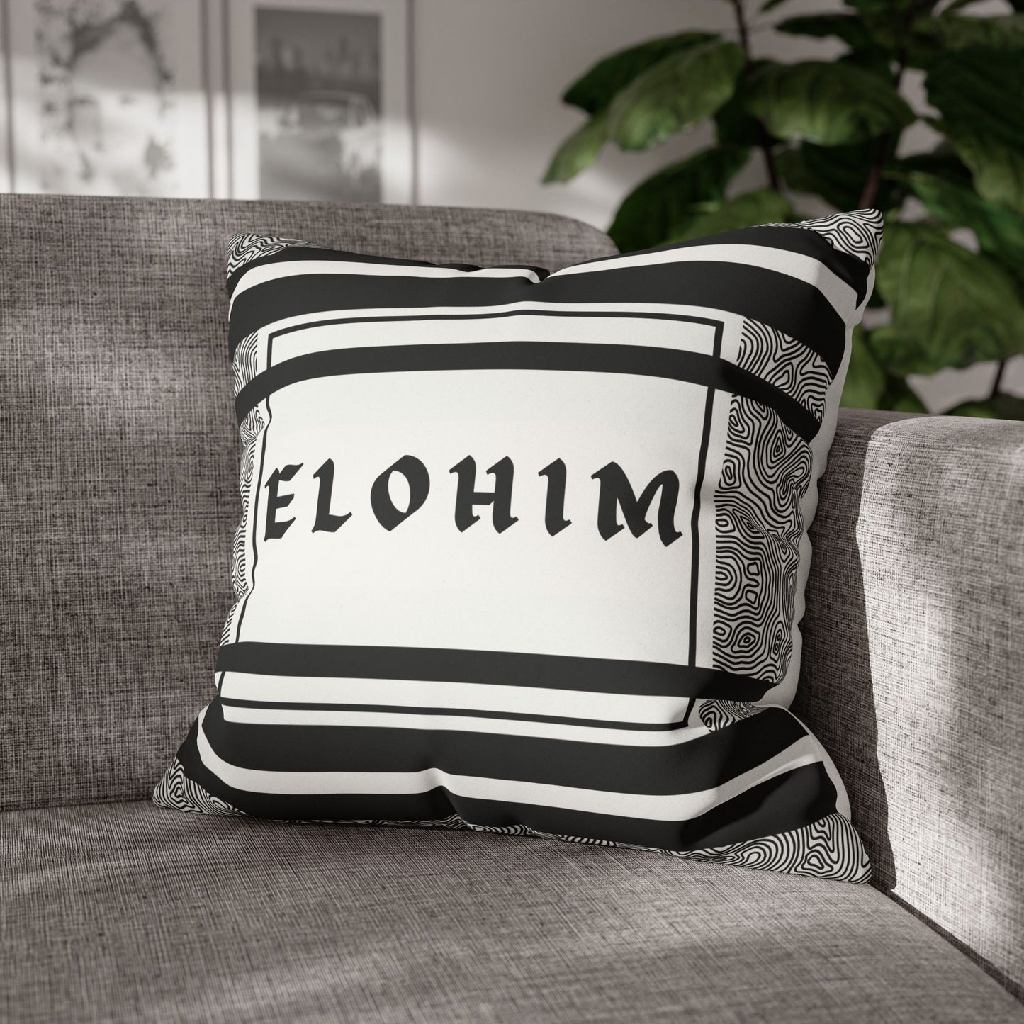 Faux Suede Square Pillowcase - Elohim Print