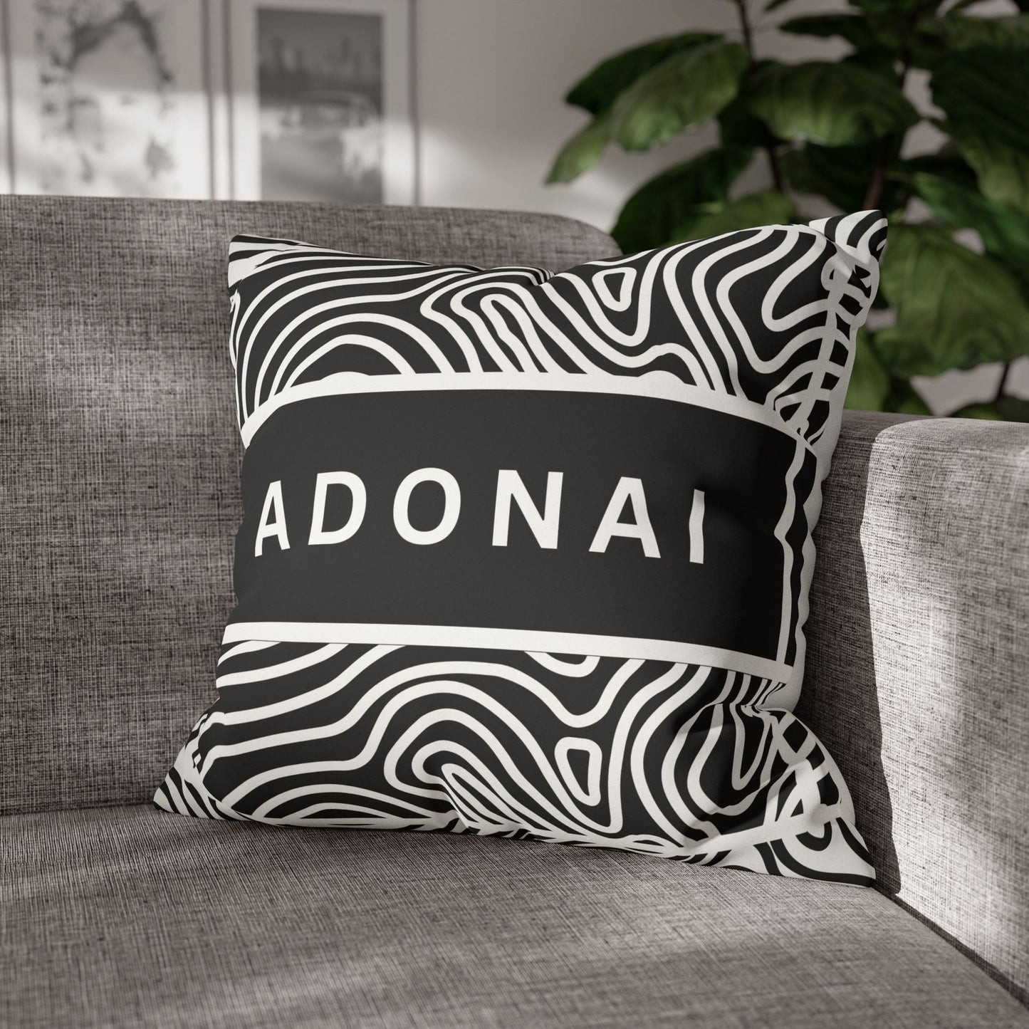 Faux Suede Square Pillowcase - Adonai GOD Print