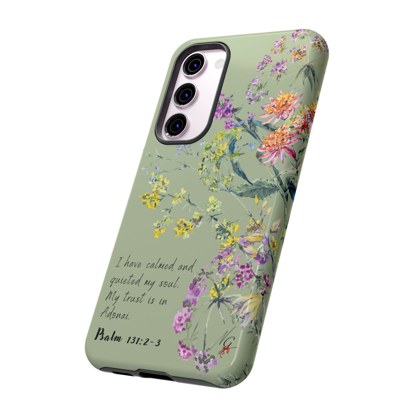 Phone Case - Botanic - Fully Sage Green, Psalm 131:2-3