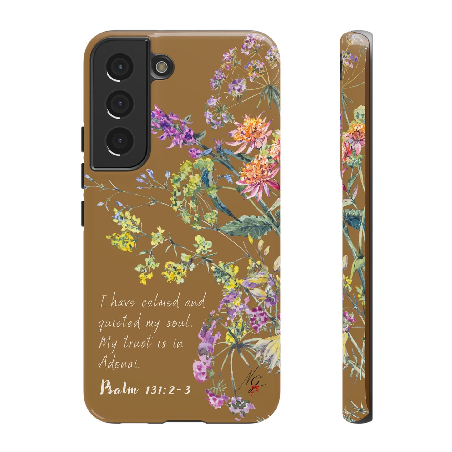 Phone Case - Botanic Full Brown, Psalm 131:2-3