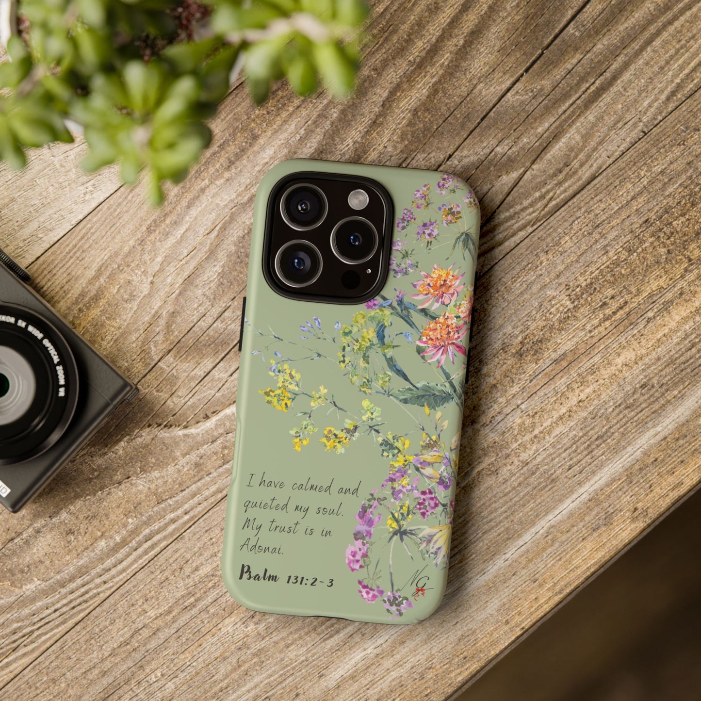 Phone Case - Botanic - Fully Sage Green, Psalm 131:2-3