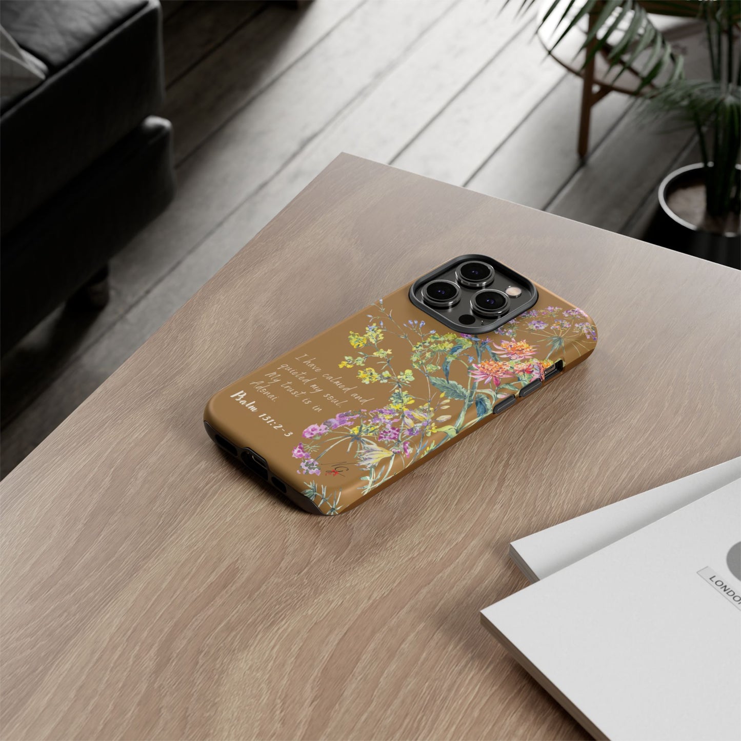Phone Case - Botanic Full Brown, Psalm 131:2-3