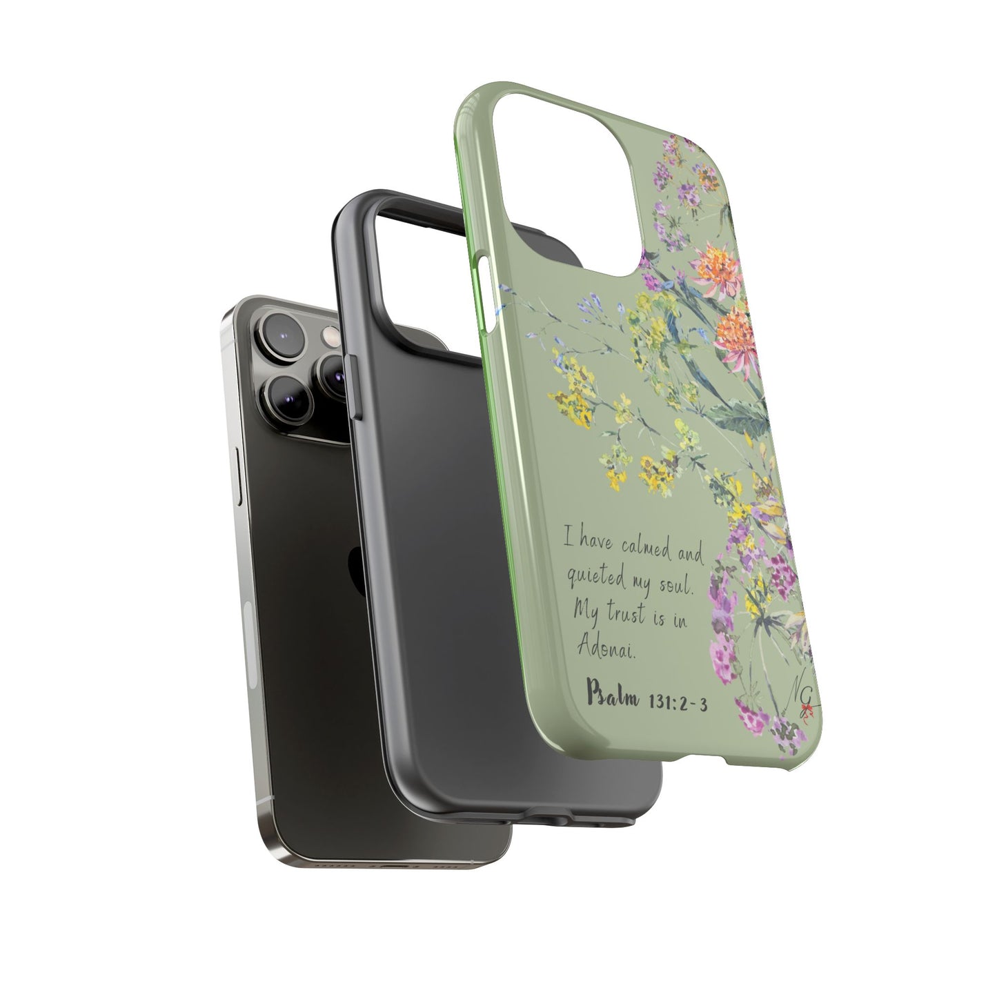 Phone Case - Botanic - Fully Sage Green, Psalm 131:2-3