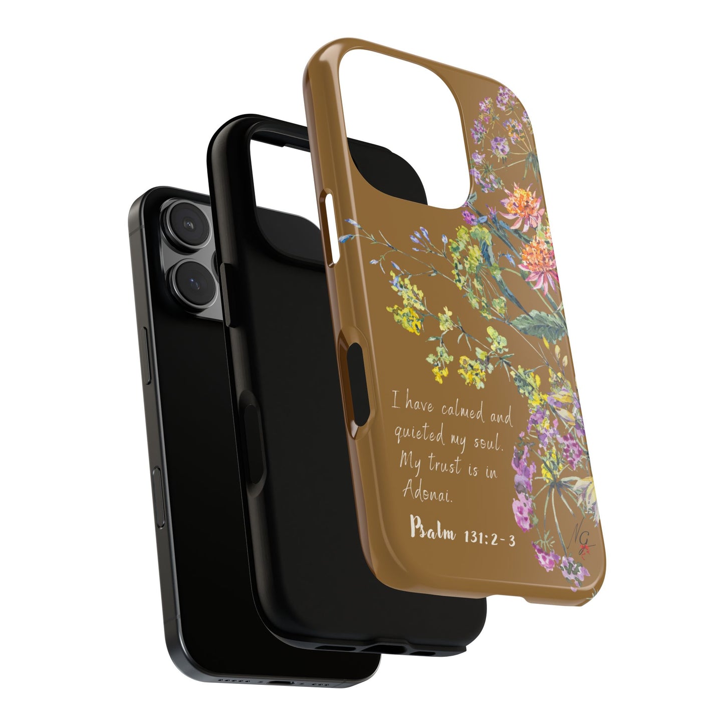 Phone Case - Botanic Full Brown, Psalm 131:2-3