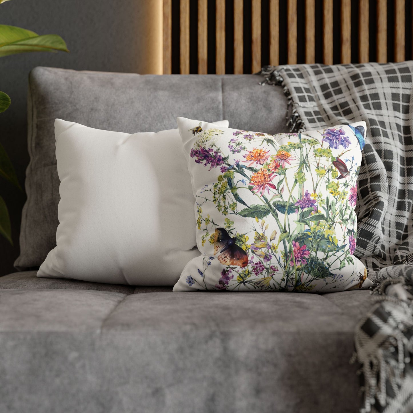 Faux Suede Square Pillowcase - Summer Bloom