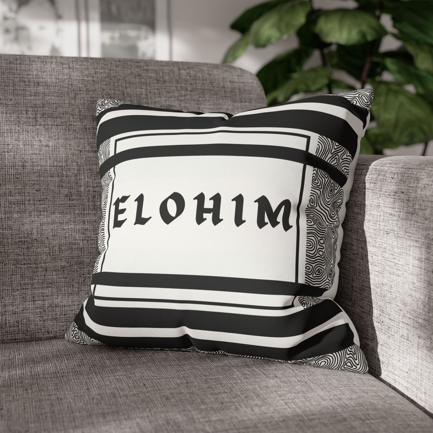 Faux Suede Square Pillowcase - Elohim Print