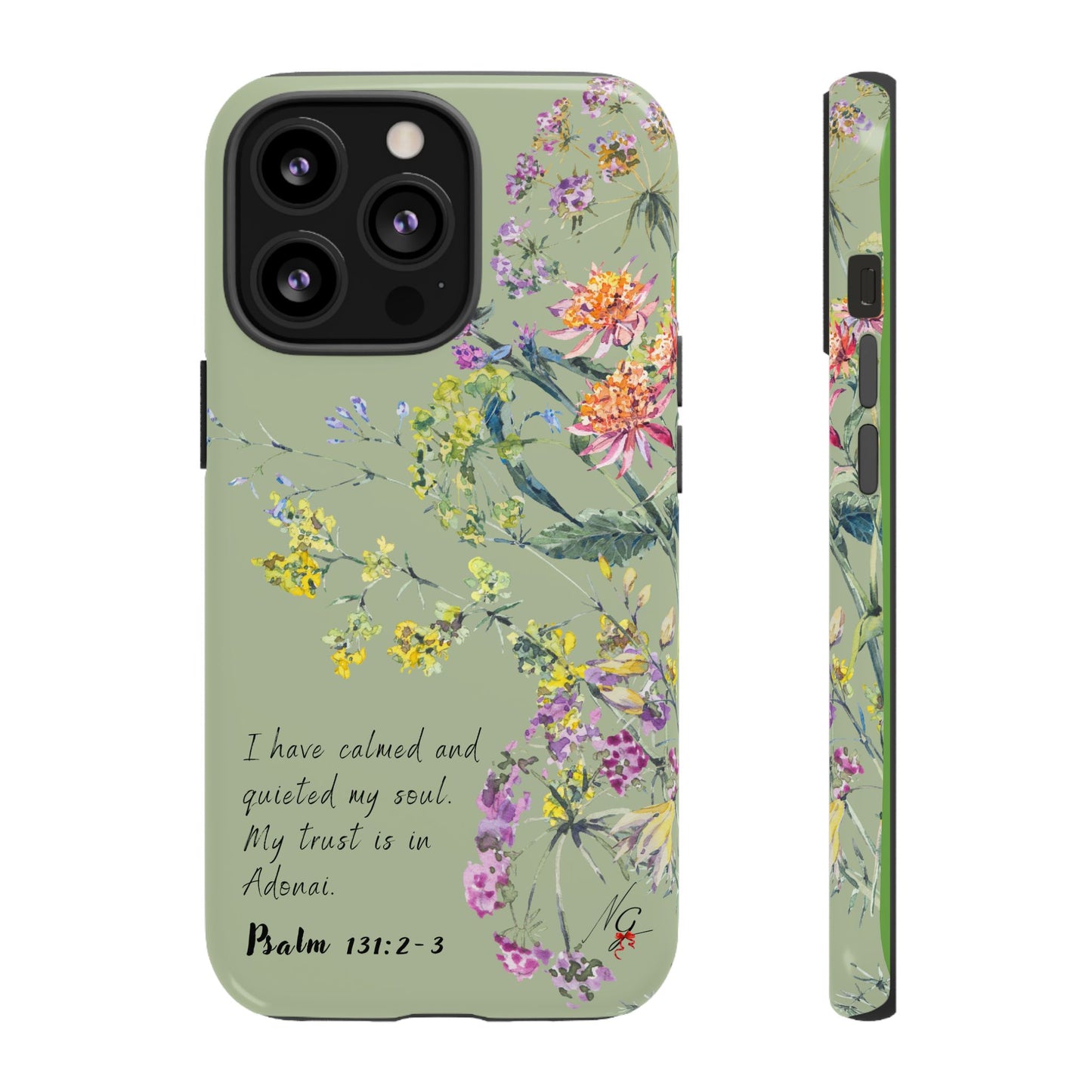 Phone Case - Botanic - Fully Sage Green, Psalm 131:2-3