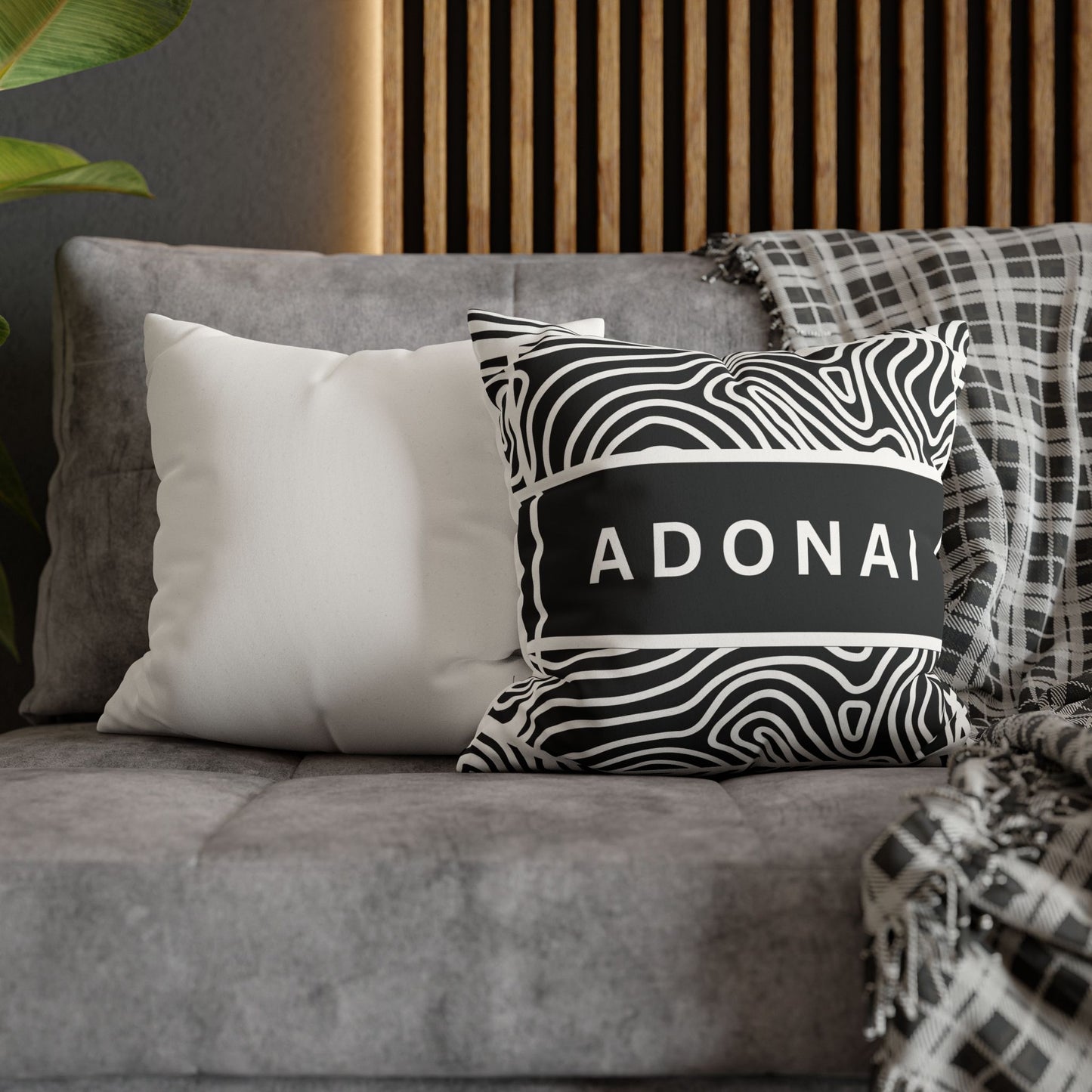 Faux Suede Square Pillowcase - Adonai GOD Print
