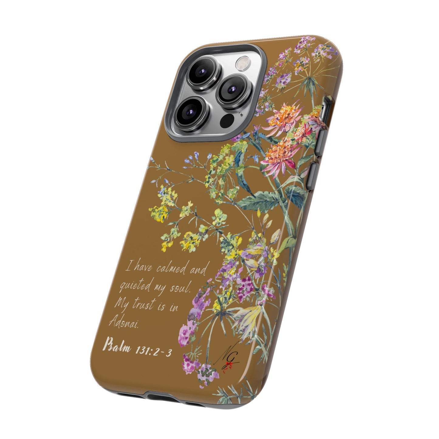 Phone Case - Botanic Full Brown, Psalm 131:2-3