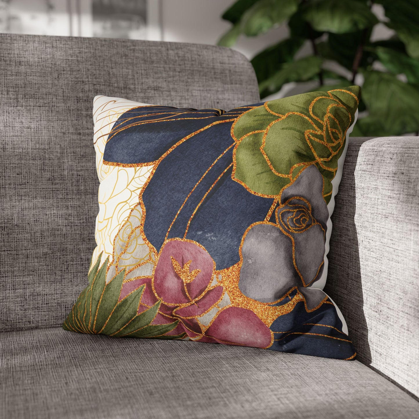 Faux Suede Square Pillowcase - BoBo Full Bloom
