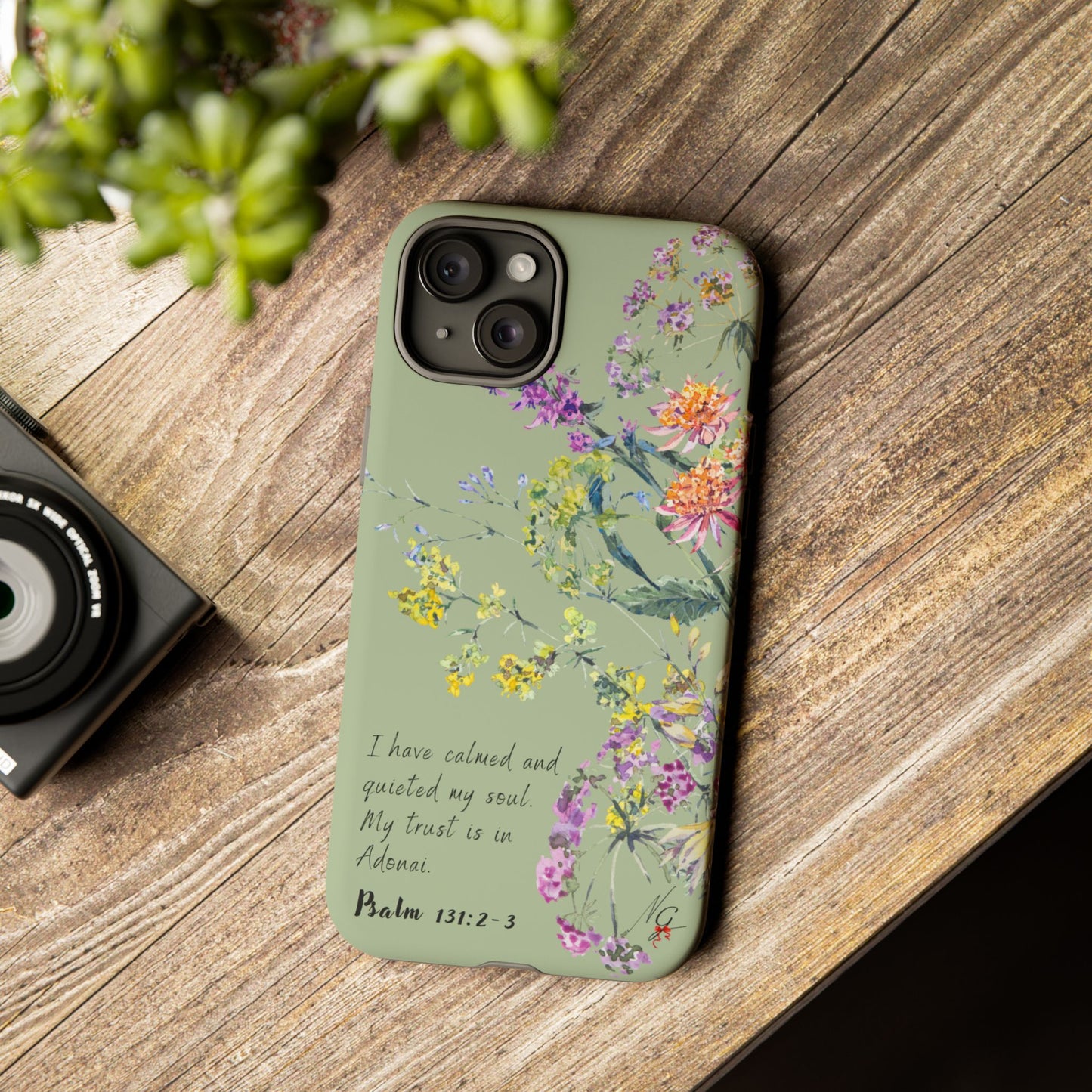 Phone Case - Botanic - Fully Sage Green, Psalm 131:2-3