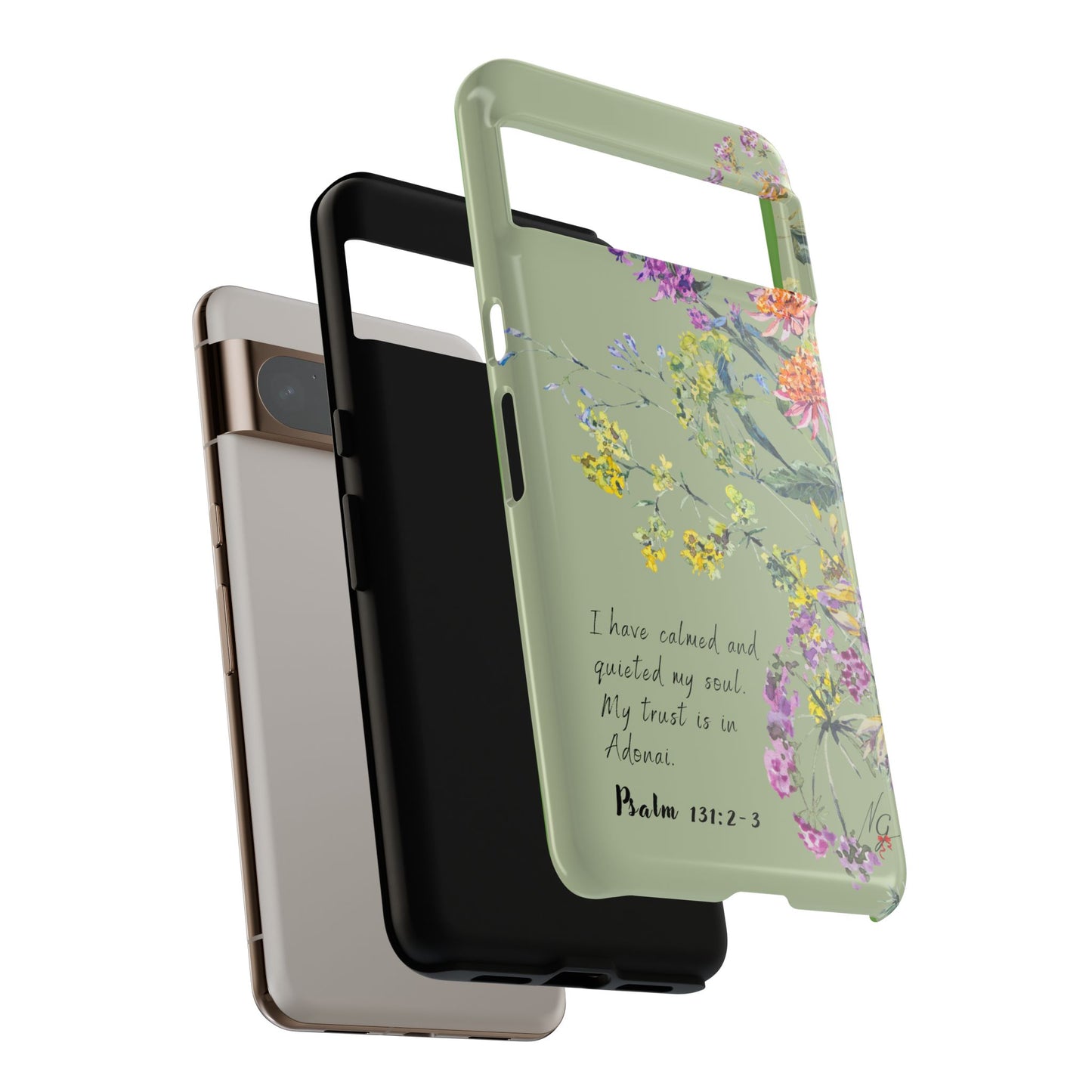 Phone Case - Botanic - Fully Sage Green, Psalm 131:2-3