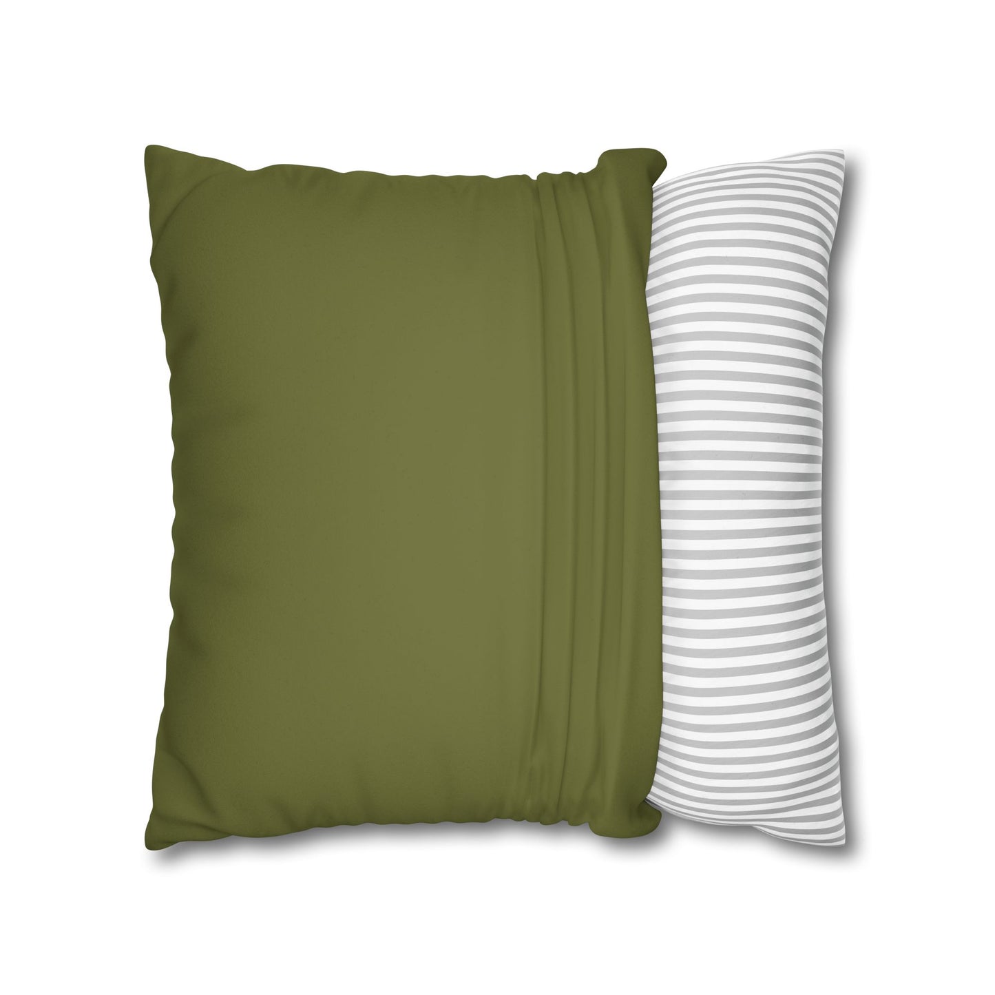 Faux Suede Square Pillowcase - Green with Golden Geometry