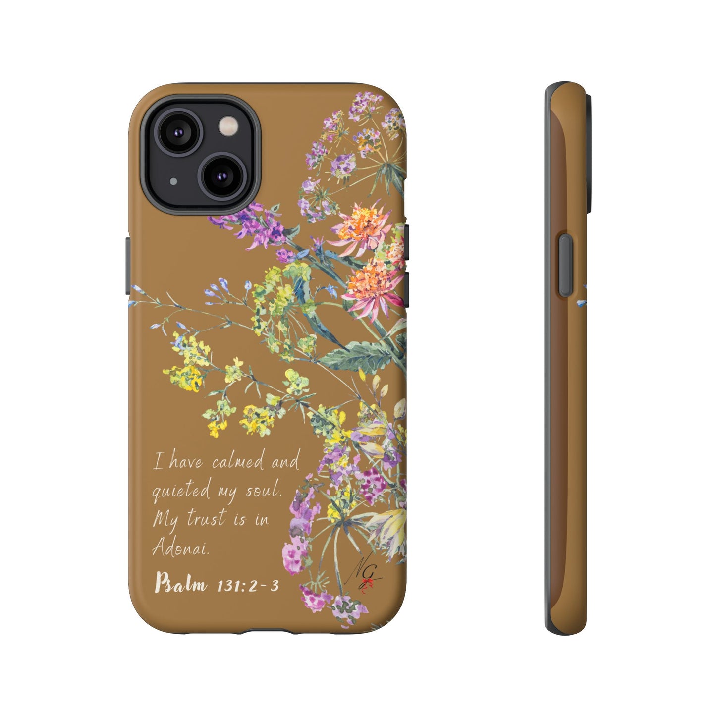 Phone Case - Botanic Full Brown, Psalm 131:2-3