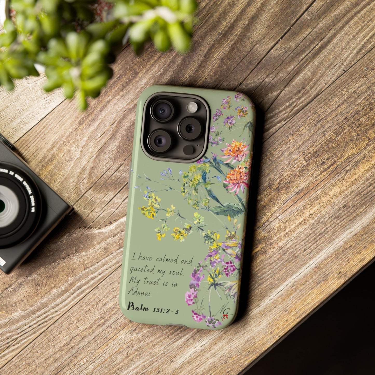 Phone Case - Botanic - Fully Sage Green, Psalm 131:2-3