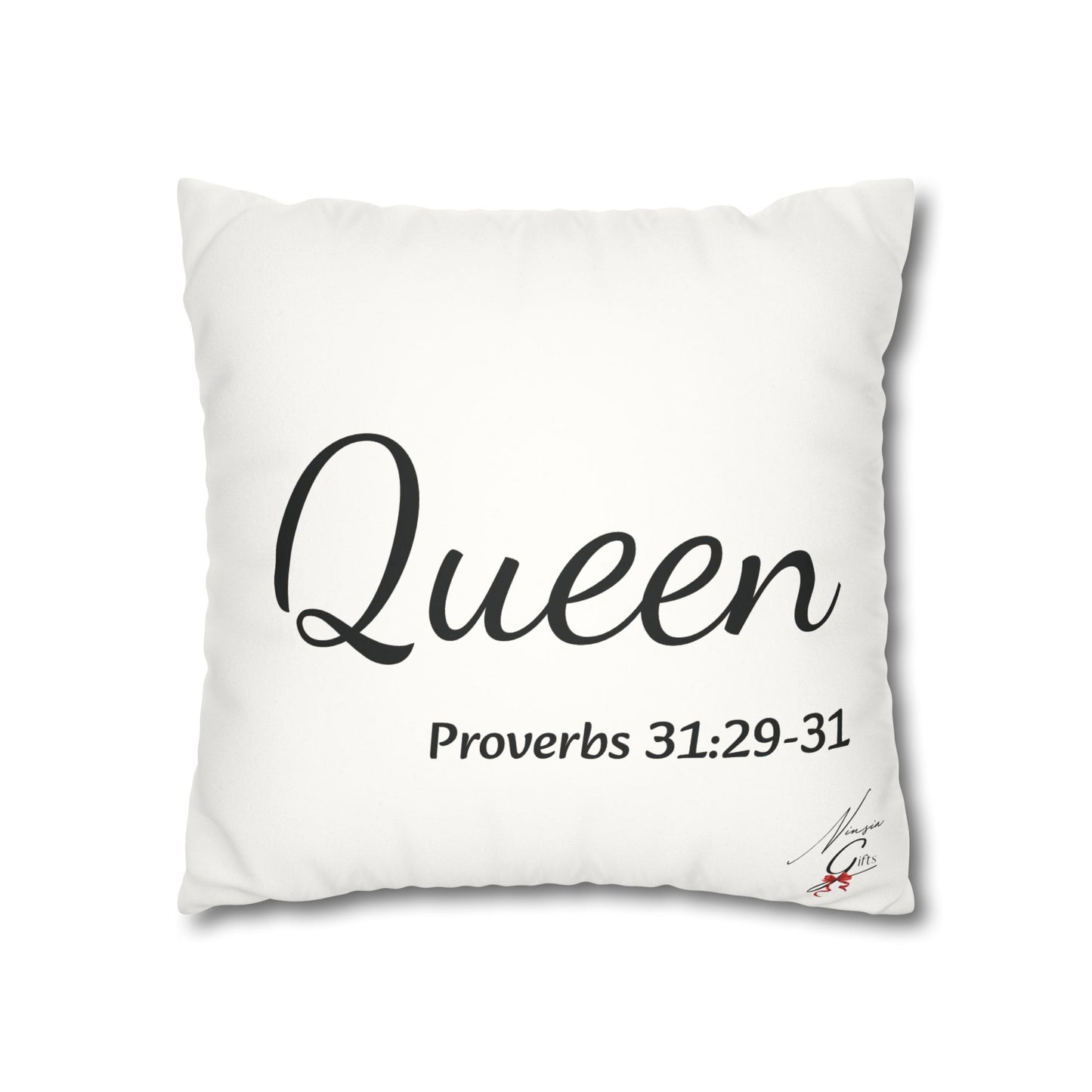 Faux Suede Square Pillowcase- BoBo Queen, Proverbs 31:29-31