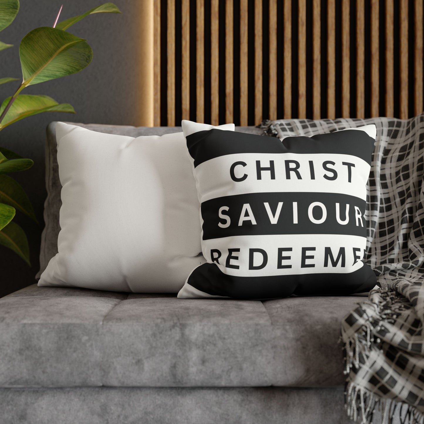 Faux Suede Square Pillowcase- CHRIST Redeemer