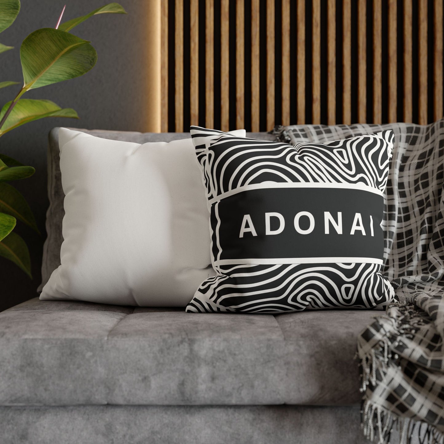 Faux Suede Square Pillowcase - Adonai GOD Print