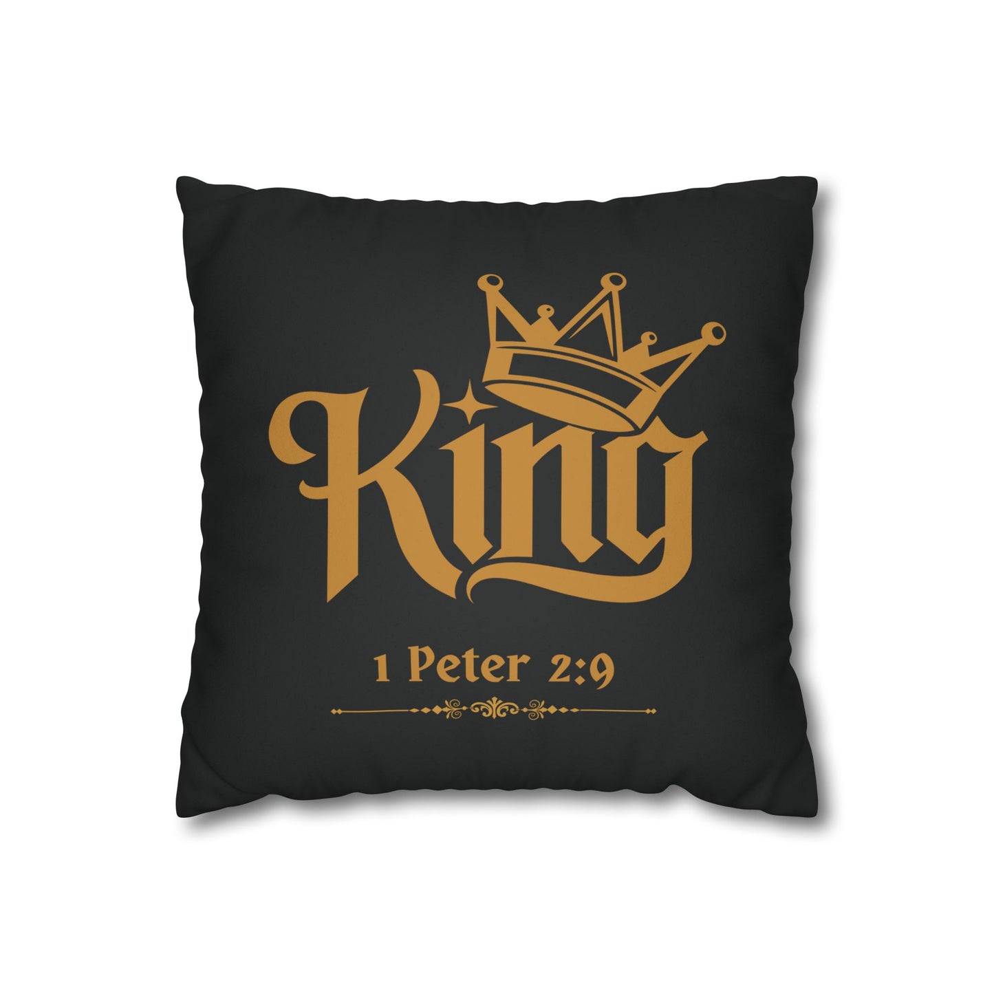 Faux Suede - Black Square Pillowcase - KING 1 Peter 2:9