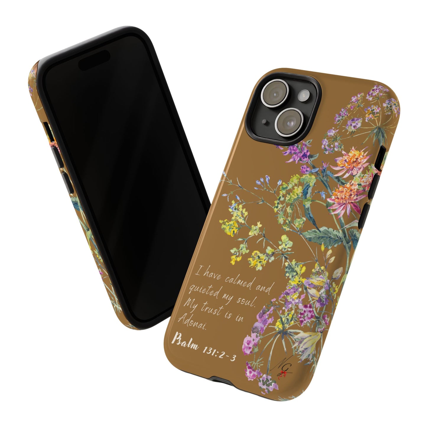 Phone Case - Botanic Full Brown, Psalm 131:2-3