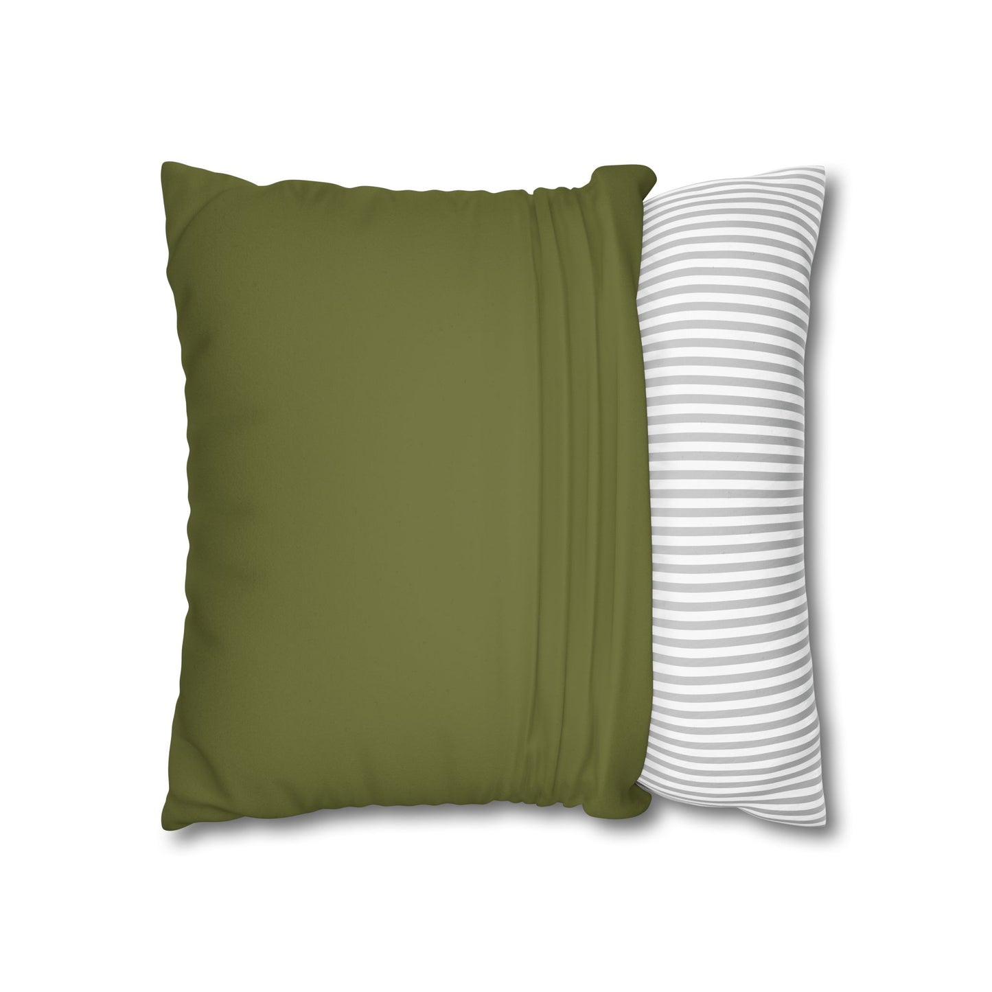 Faux Suede Square Pillowcase - Green with Golden Geometry