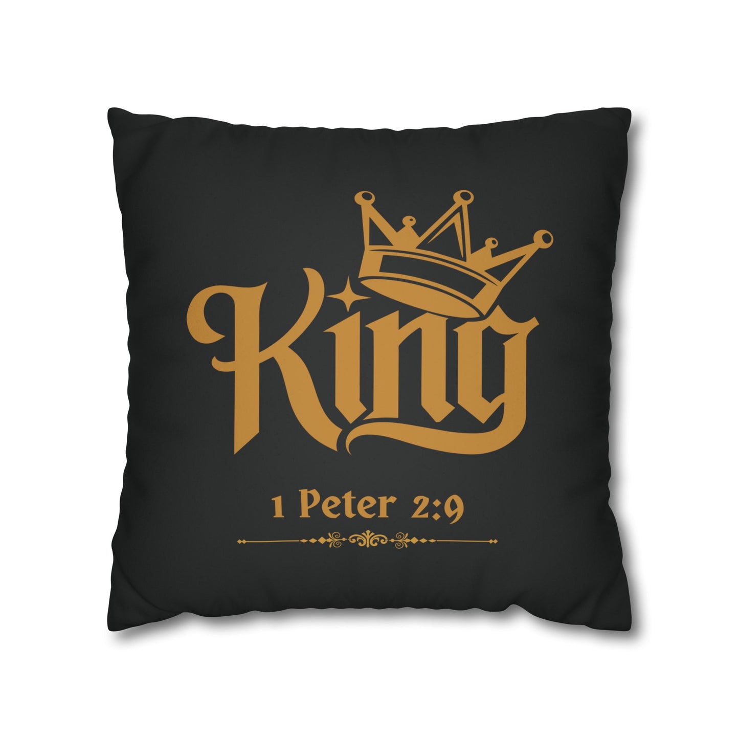 Faux Suede - Black Square Pillowcase - KING 1 Peter 2:9