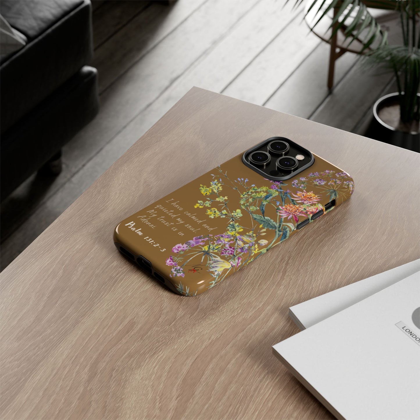Phone Case - Botanic Full Brown, Psalm 131:2-3