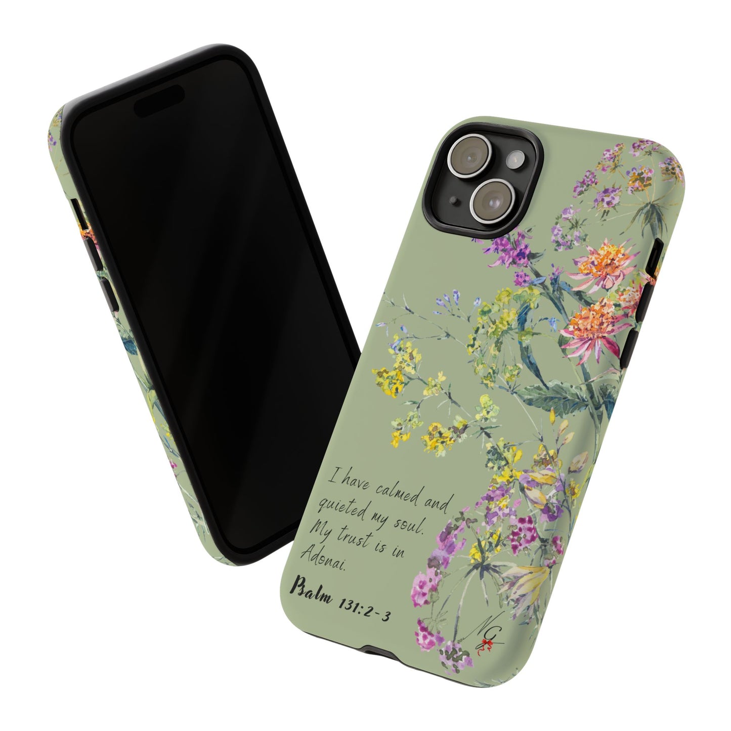 Phone Case - Botanic - Fully Sage Green, Psalm 131:2-3