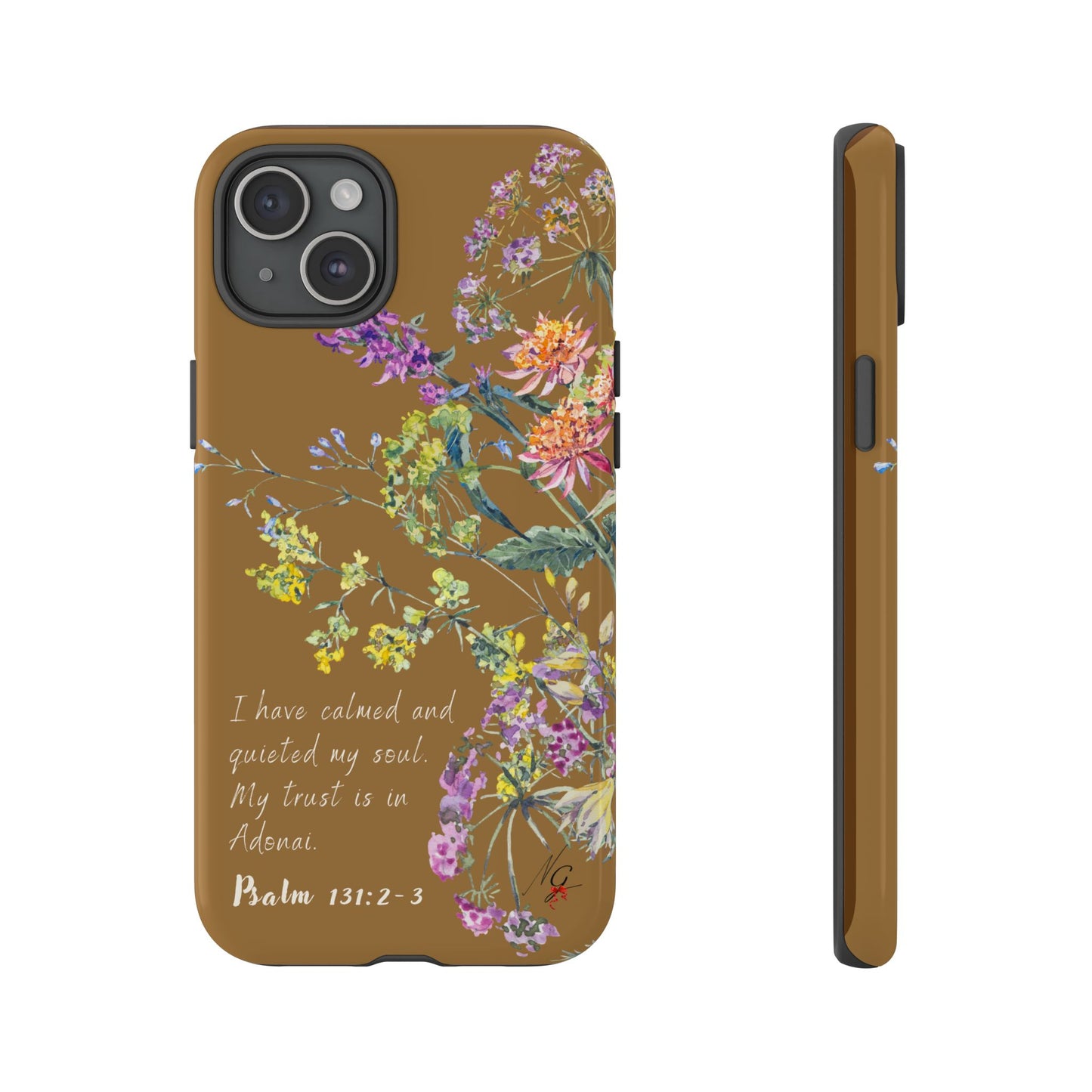 Phone Case - Botanic Full Brown, Psalm 131:2-3