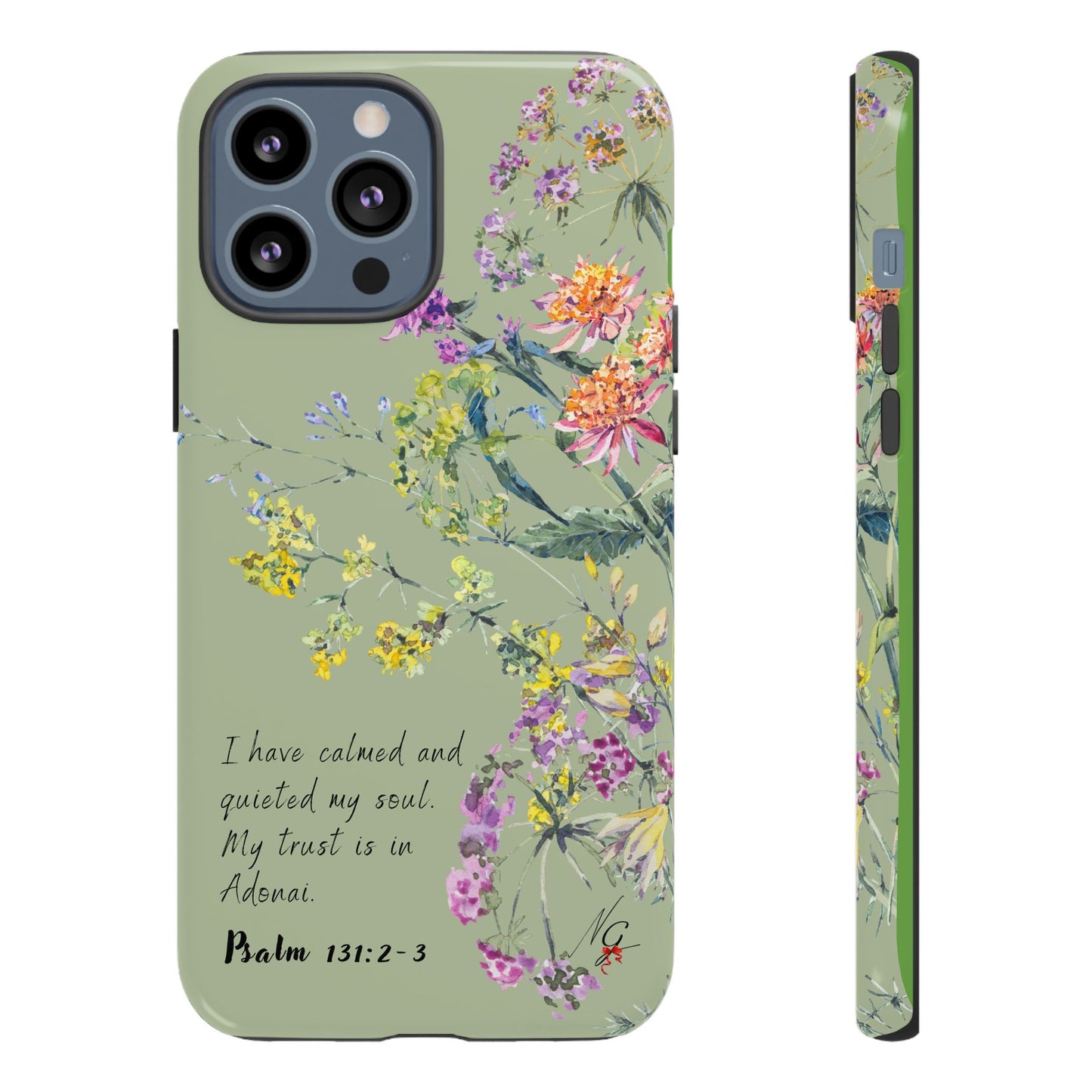 Phone Case - Botanic - Fully Sage Green, Psalm 131:2-3