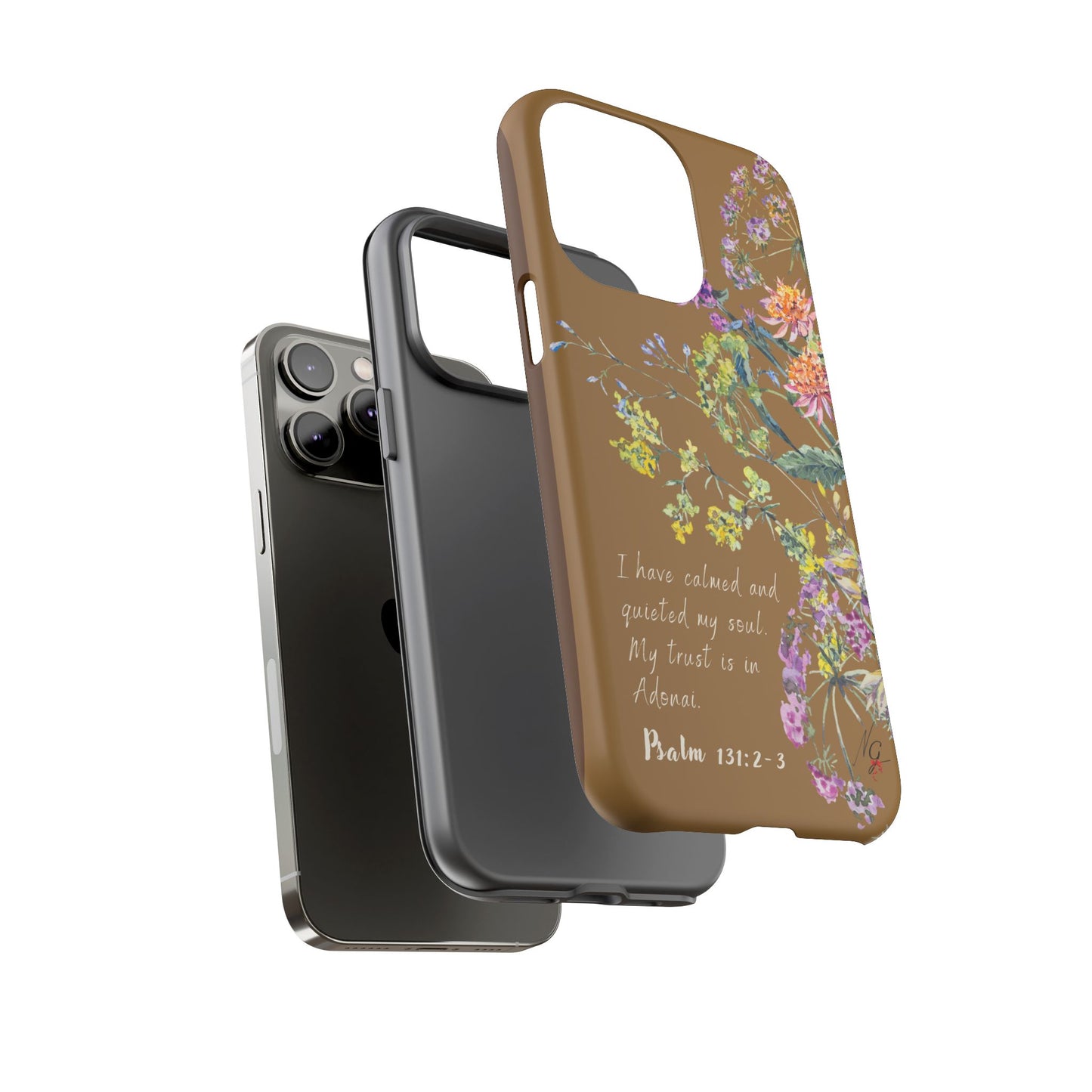 Phone Case - Botanic Full Brown, Psalm 131:2-3