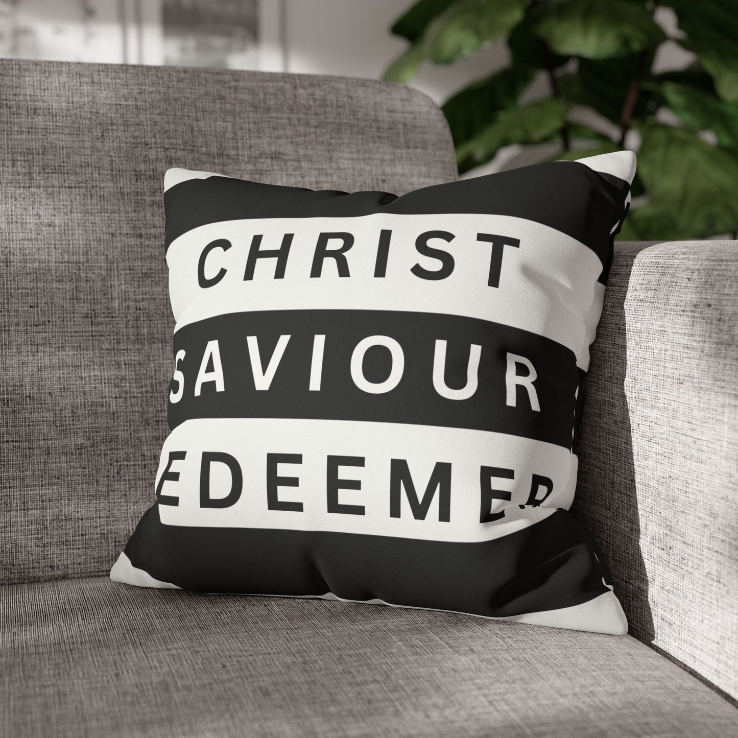 Faux Suede Square Pillowcase- CHRIST Redeemer