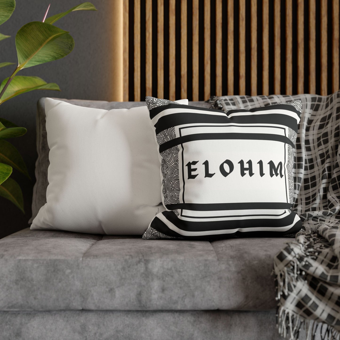 Faux Suede Square Pillowcase - Elohim Print