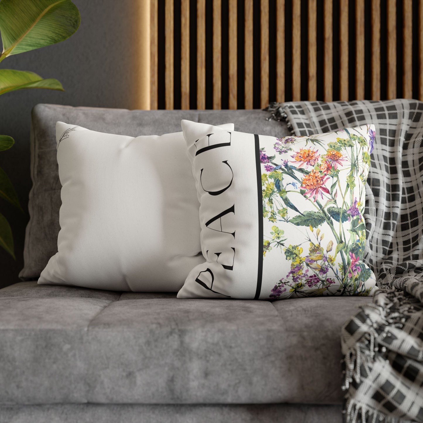 Faux Suede Square Pillowcase - Botanic Peace