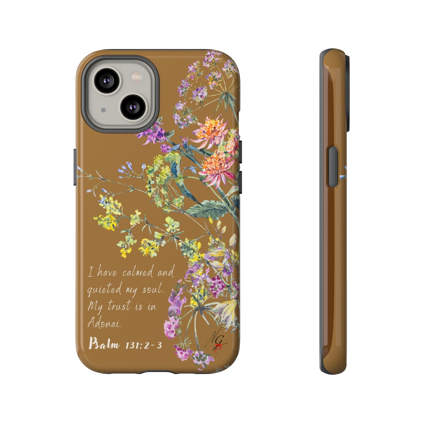 Phone Case - Botanic Full Brown, Psalm 131:2-3