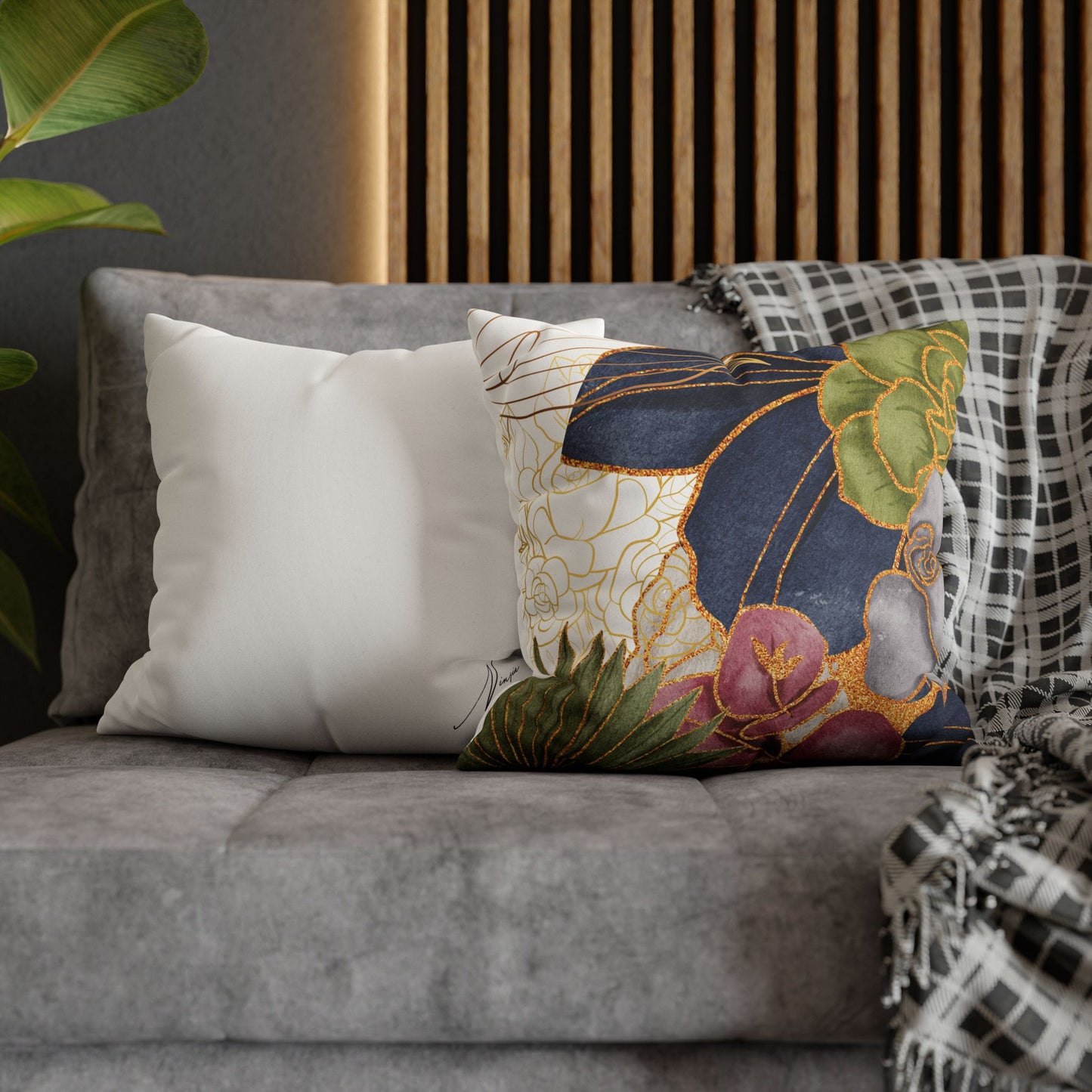 Faux Suede Square Pillowcase - BoBo Full Bloom