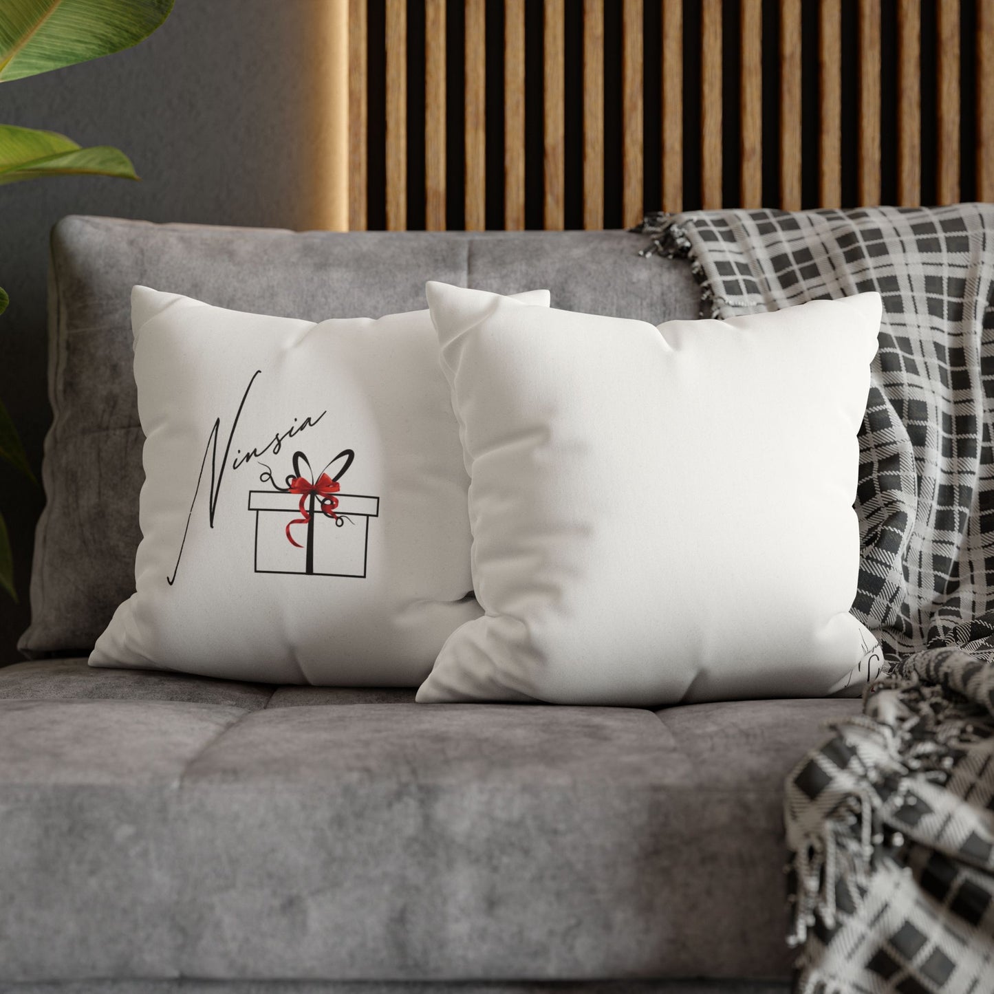 Faux Suede Square Pillowcase - Ninsia Collection - White