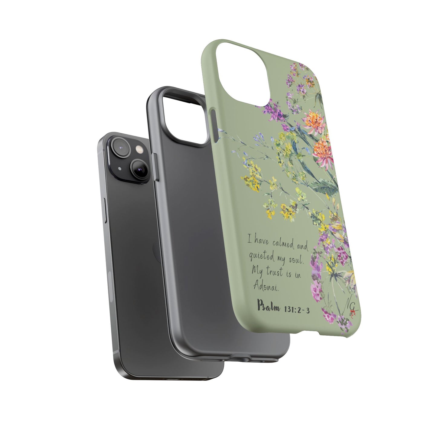 Phone Case - Botanic - Fully Sage Green, Psalm 131:2-3