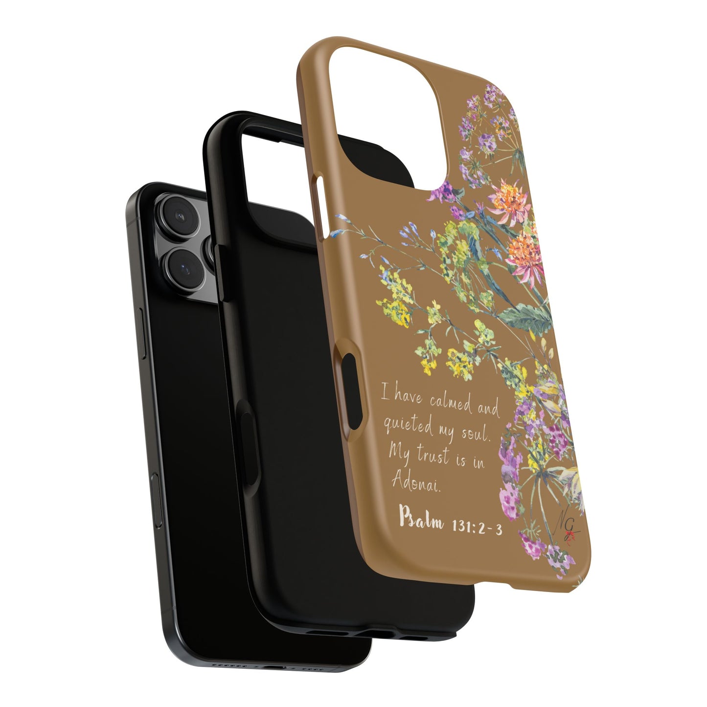 Phone Case - Botanic Full Brown, Psalm 131:2-3