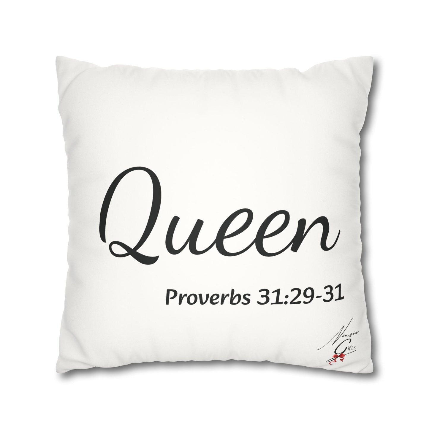 Faux Suede Square Pillowcase- BoBo Queen, Proverbs 31:29-31
