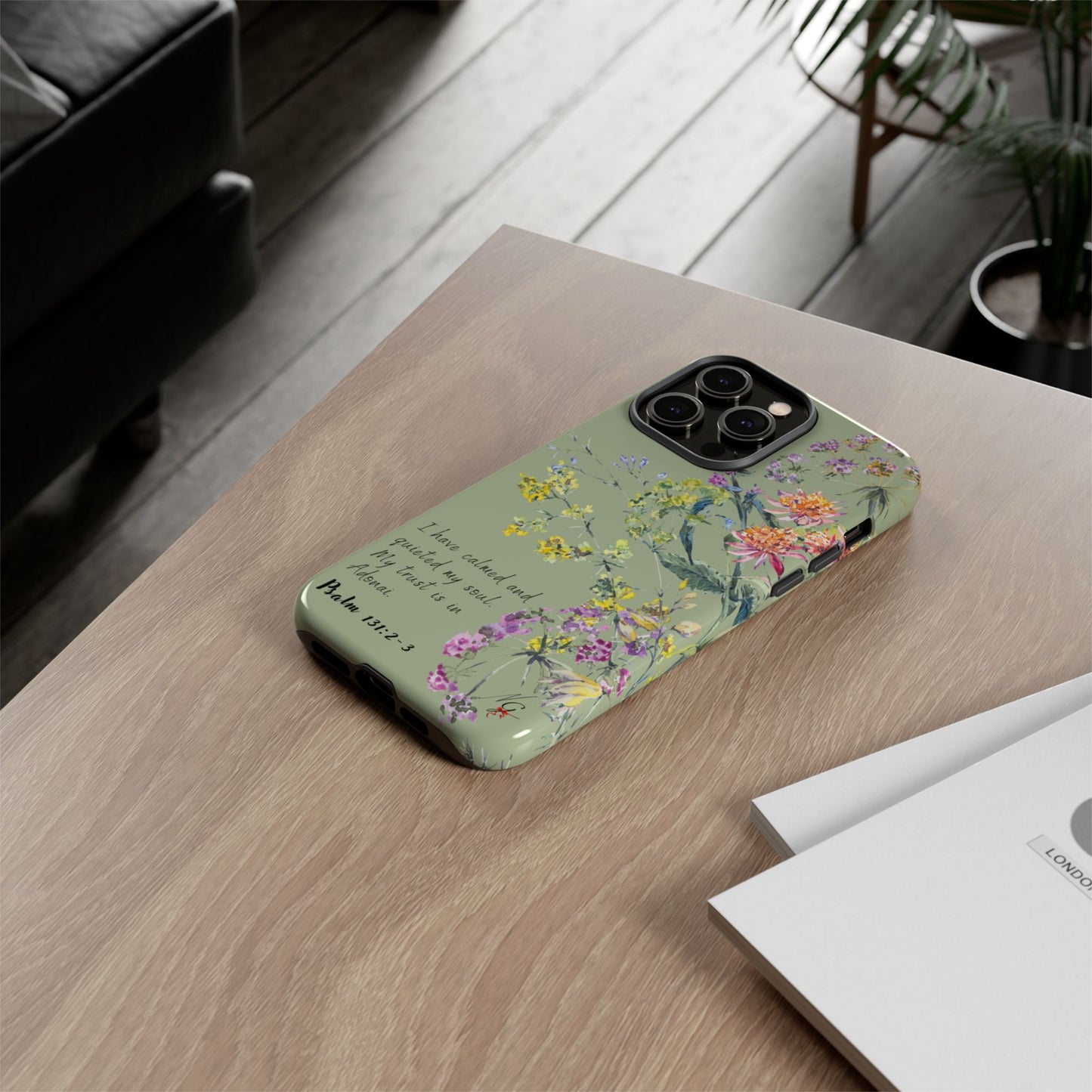 Phone Case - Botanic - Fully Sage Green, Psalm 131:2-3