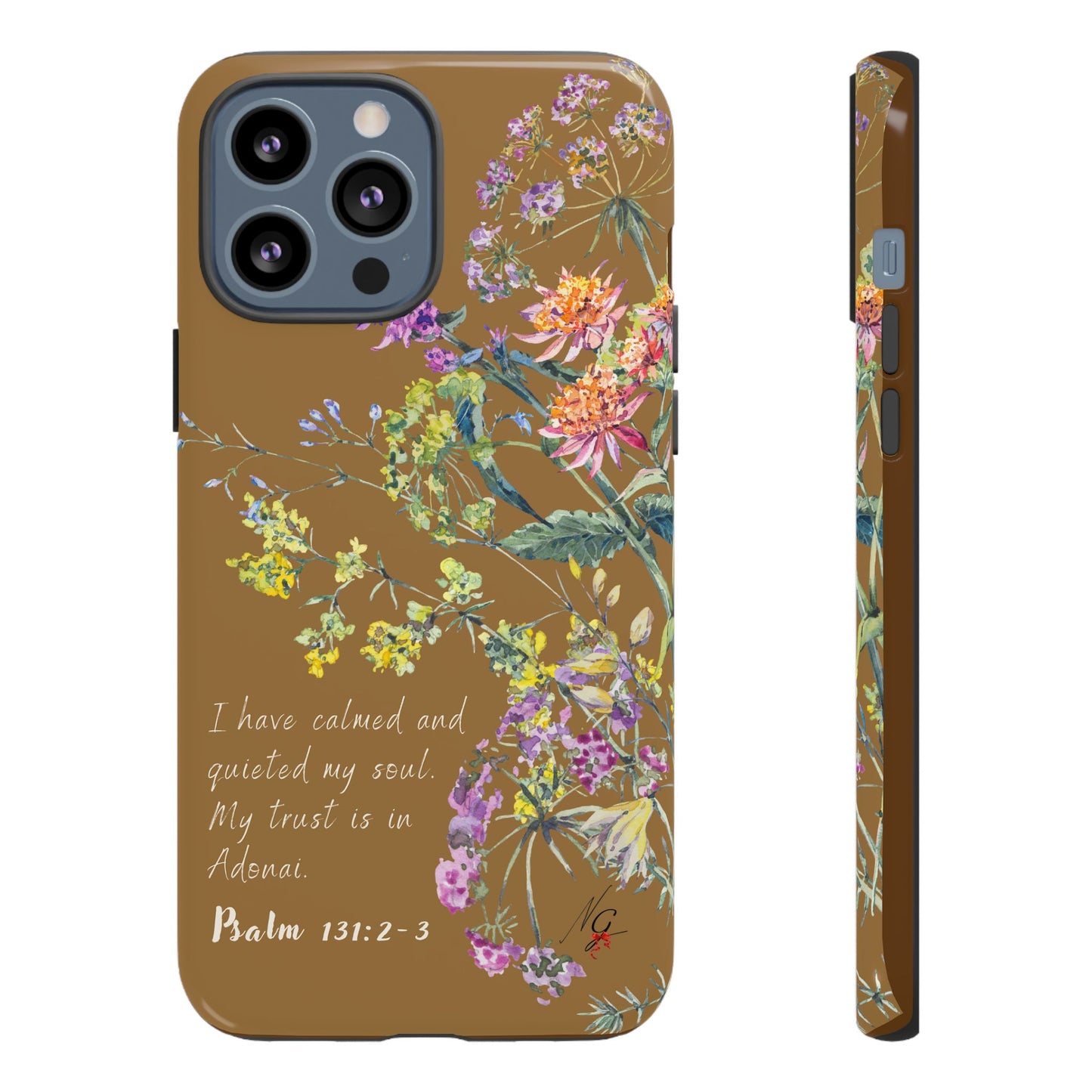 Phone Case - Botanic Full Brown, Psalm 131:2-3