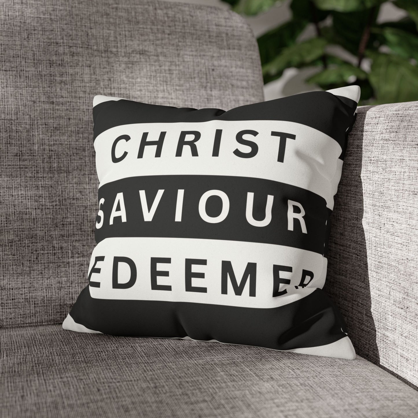 Faux Suede Square Pillowcase- CHRIST Redeemer