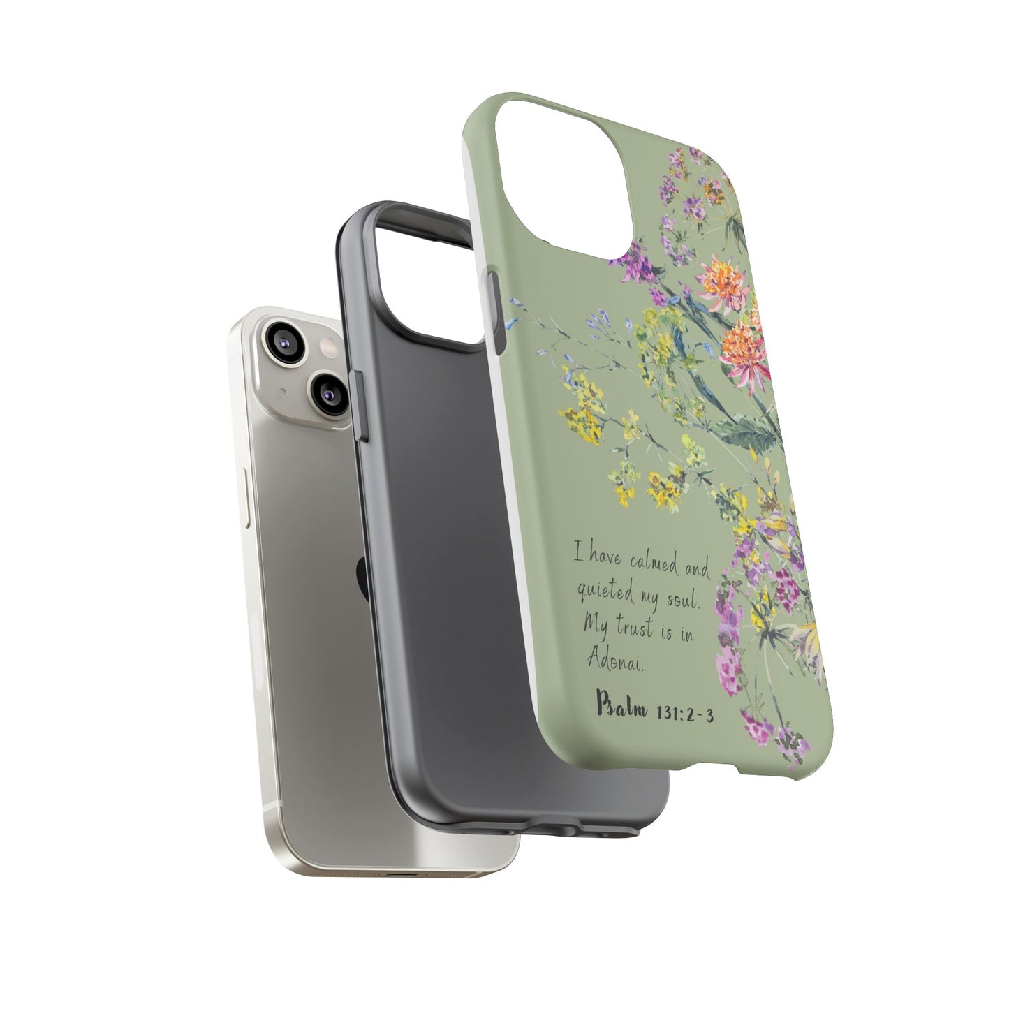 Phone Case - Botanic - Fully Sage Green, Psalm 131:2-3