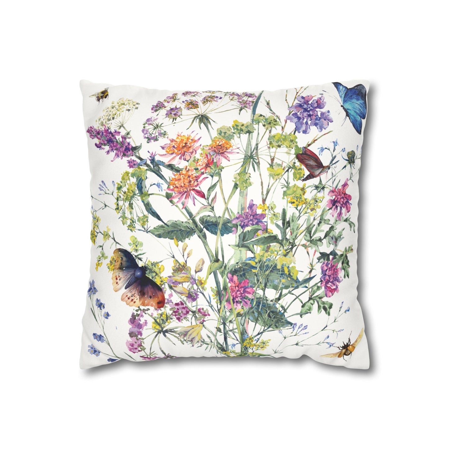 Faux Suede Square Pillowcase - Summer Bloom