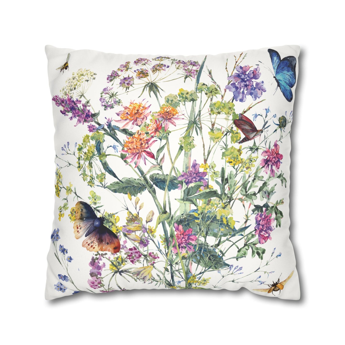Faux Suede Square Pillowcase - Summer Bloom