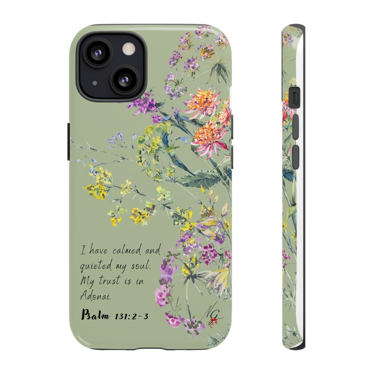 Phone Case - Botanic - Fully Sage Green, Psalm 131:2-3